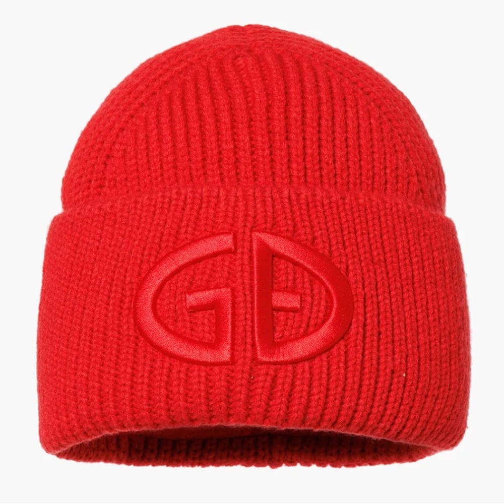 Goldbergh Red Ribbed Logo Beanie